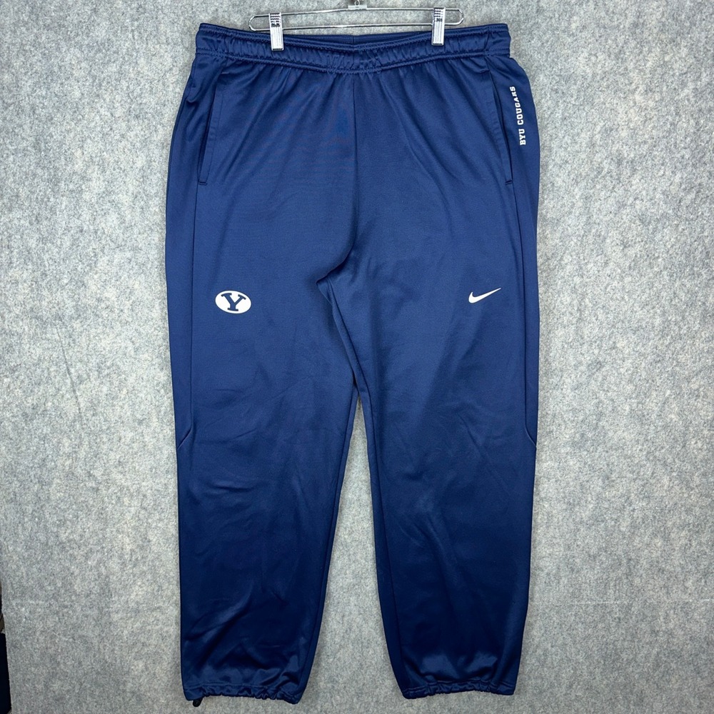 Nike Pants Mens L Blue BYU Cougars Track Pants Athletic Joggers Toggles